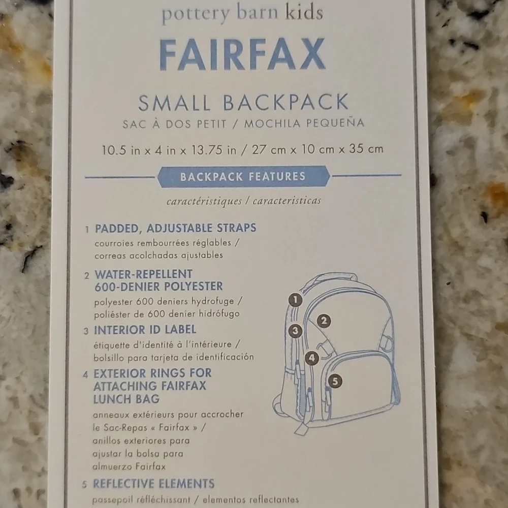 Navy blue green zipper pottery barn backpack Small Fairfax